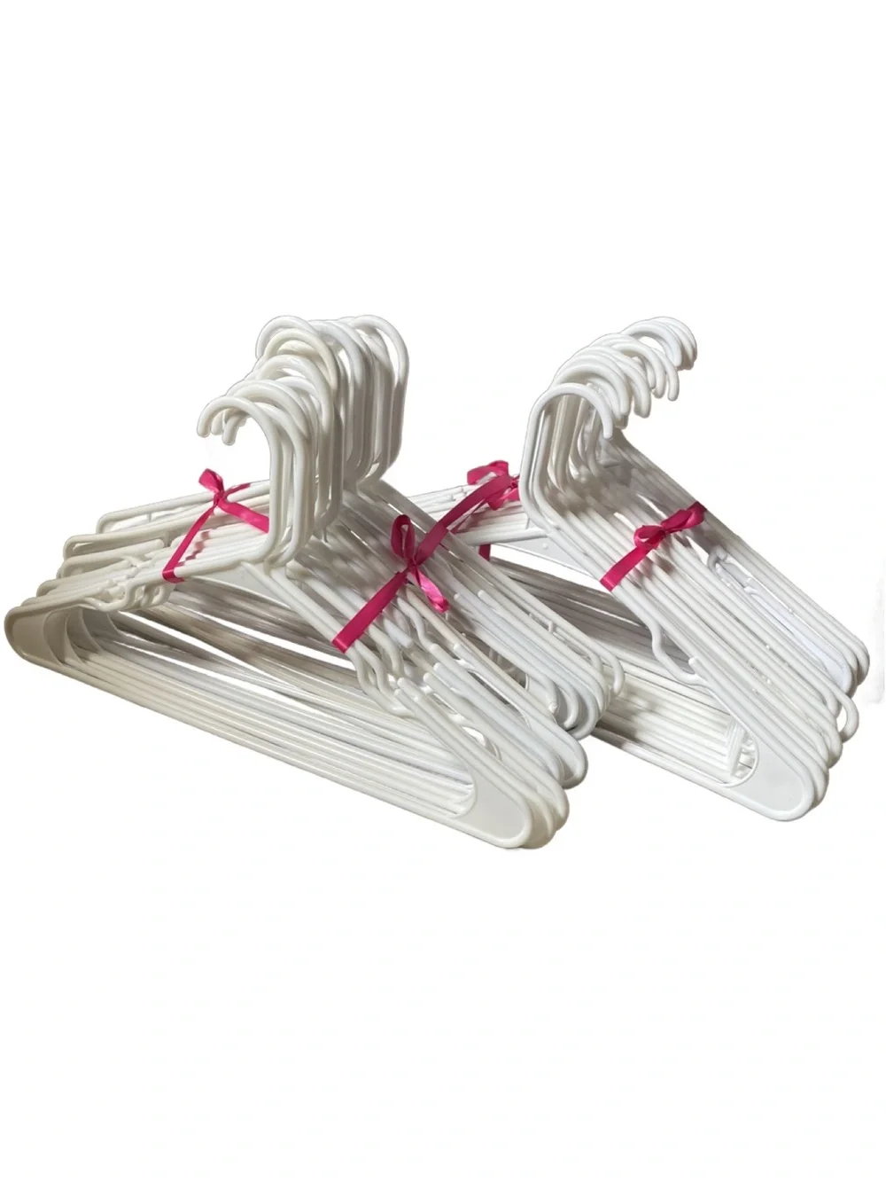 Bundles of 50 Preloved White Plastic Clothes Hangers